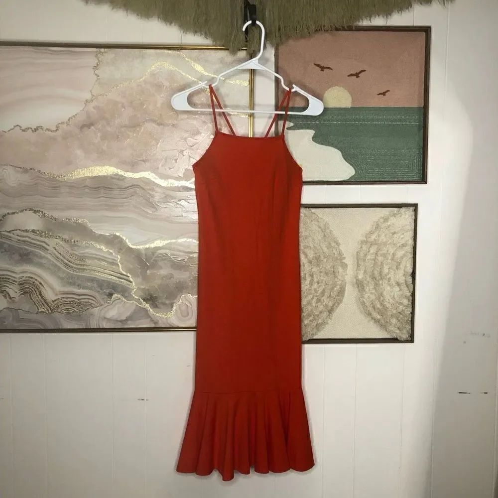 Free Press Women's Square Neck Sleeveless Slender Dress Orange Size Small NWT